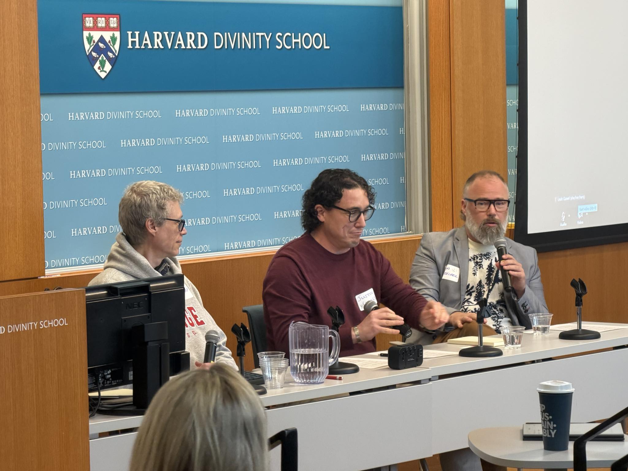 Dan Beecher speaking on a panel at Harvard Divinity School